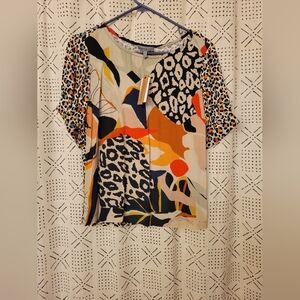 Anthropologie - Vibrant Abstract Print Women's Blouse